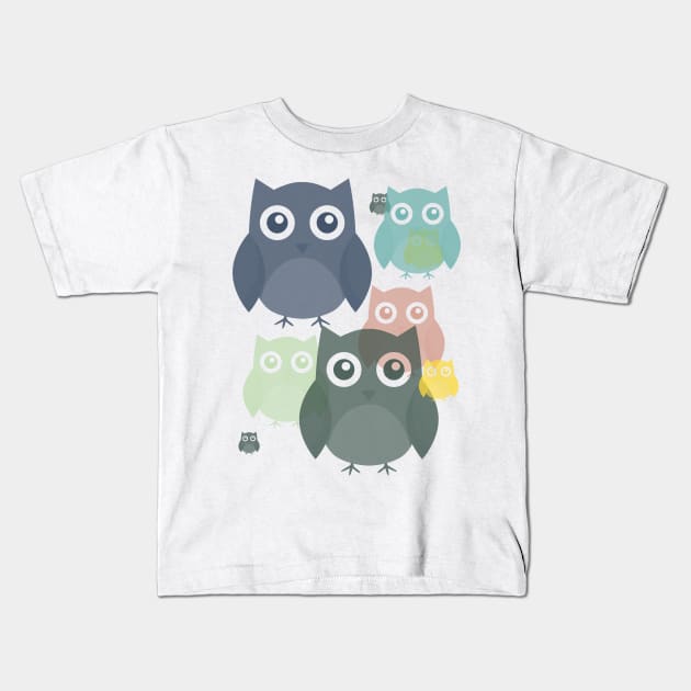 Owls Kids T-Shirt by NayaRara